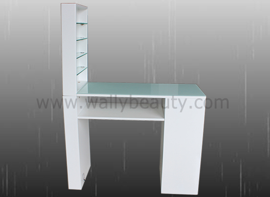Glass top wood manicure table